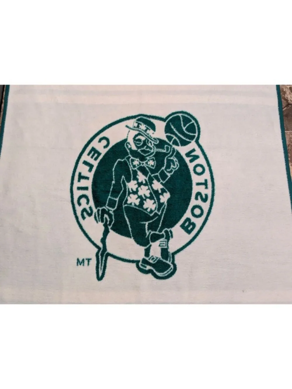 Vintage 1980's Boston Celtics Green & White Reversible Throw Blanket - Vintage B